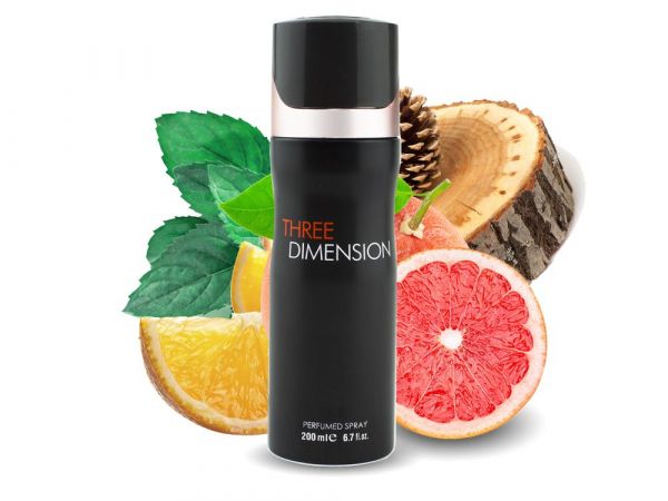 Spray perfume for men Fragrance World Three Dimension, 200 ml